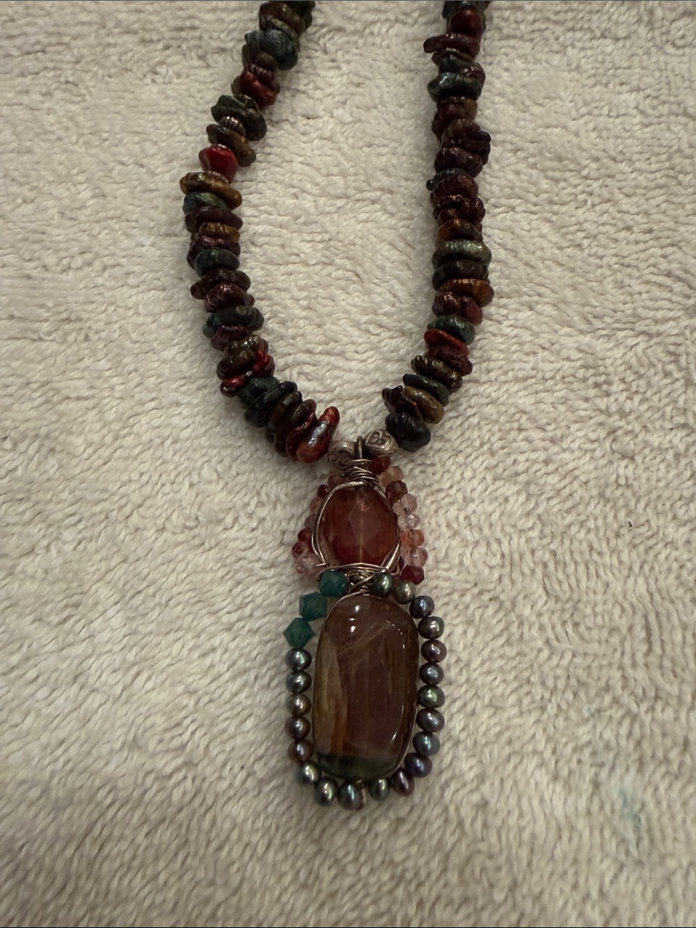 Handcrafted Genuine Multi-Color Tourmaline Bead Necklace - Picture 3 of 4
